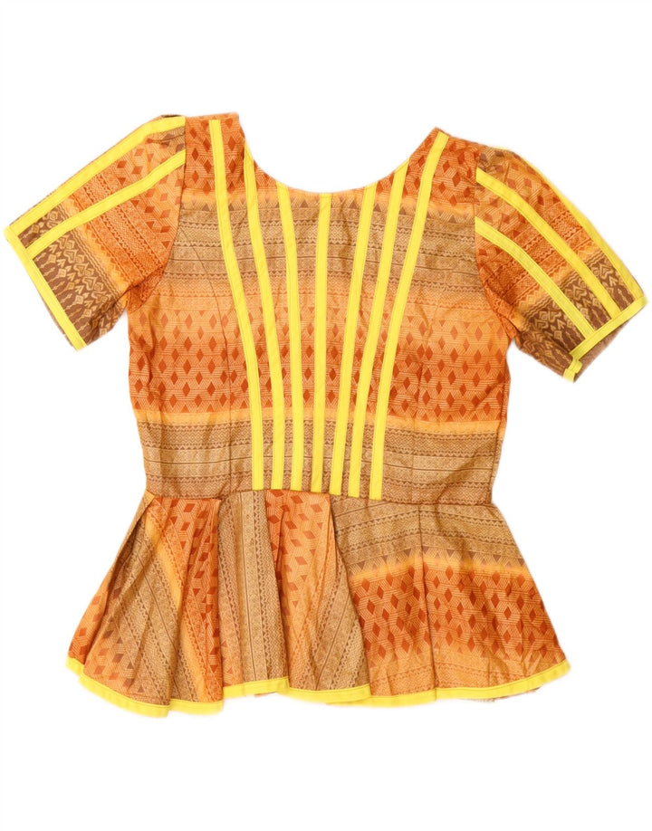 Vintage γυναικεία μπλούζα τοπ UK 12 Medium Orange Geometric
