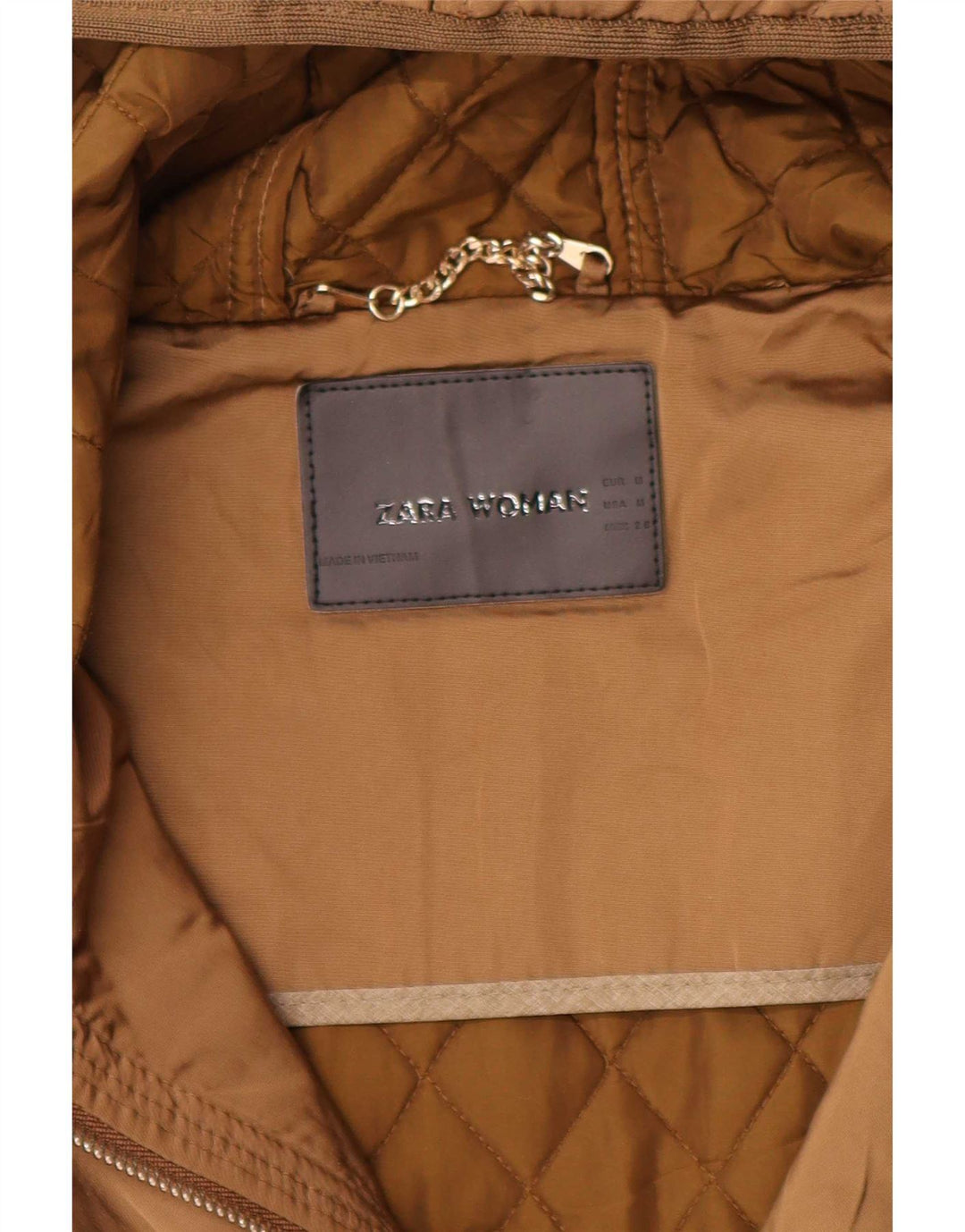 Zara Γυναικείο Καπιτονέ μπουφάν με κουκούλα UK 12 Medium Beige