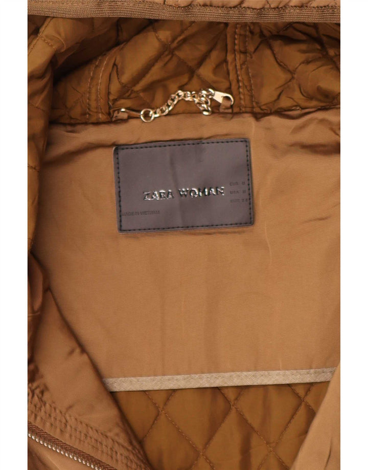 Zara Γυναικείο Καπιτονέ μπουφάν με κουκούλα UK 12 Medium Beige