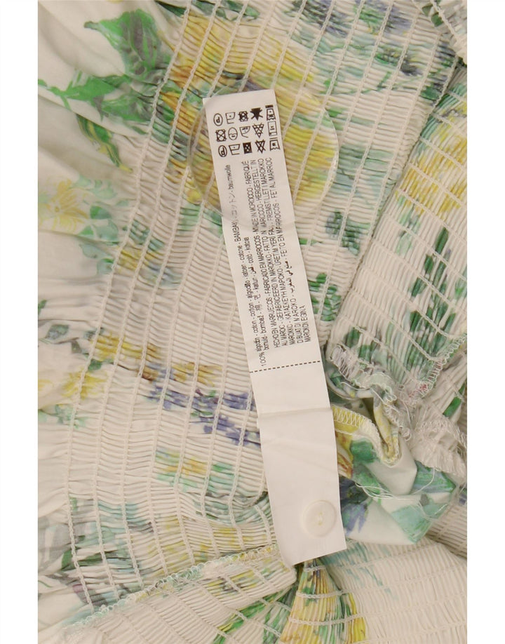 ZARA Γυναικείο πουλόβερ πουκάμισο 3/4 μανίκι UK 10 Small White Floral