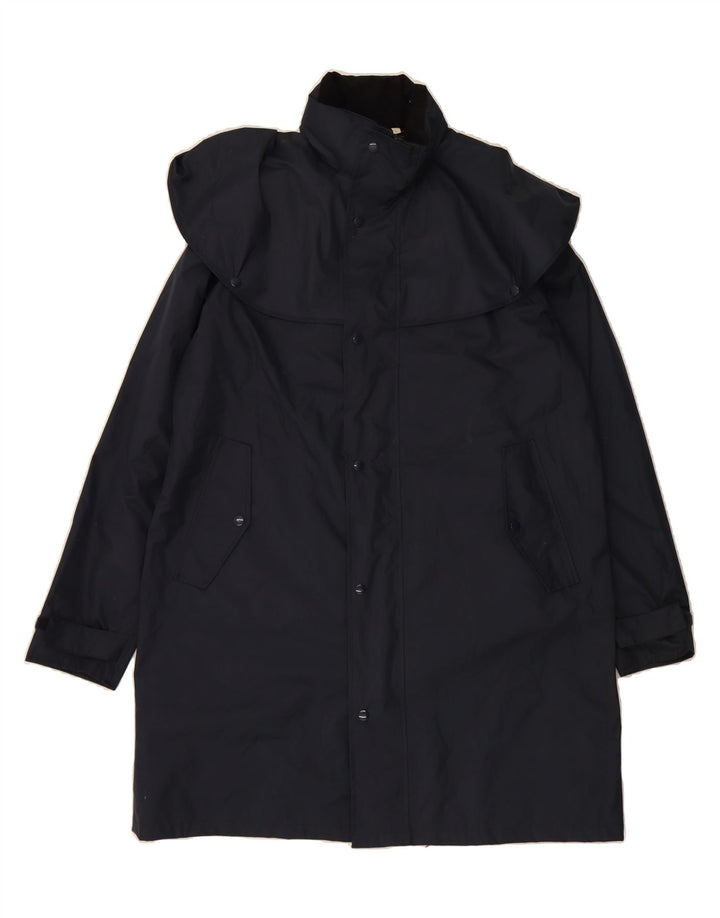 COTTON TRADERS Mens Hooded Overcoat UK 40 Large Navy Blue Polyester Vintage Cotton Traders and Second-Hand Cotton Traders from Messina Hembry 