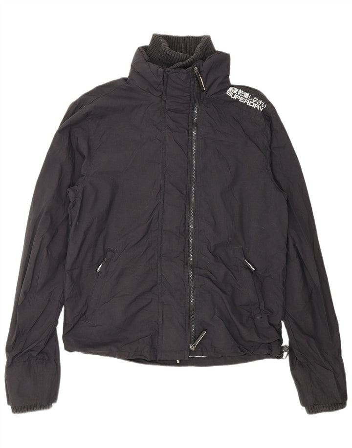 Superdry Γυναικείο Windcheater Graphic Rain Jacket UK 14 Medium Black Nylon
