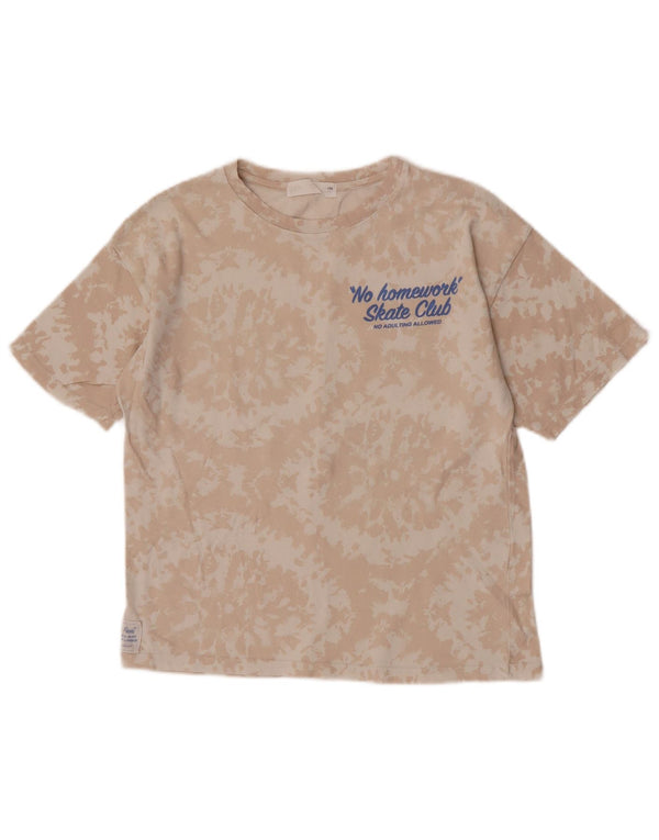 Zara Boys Graphic T-Shirt Top 8-9 Years Beige Tie Dye Cotton