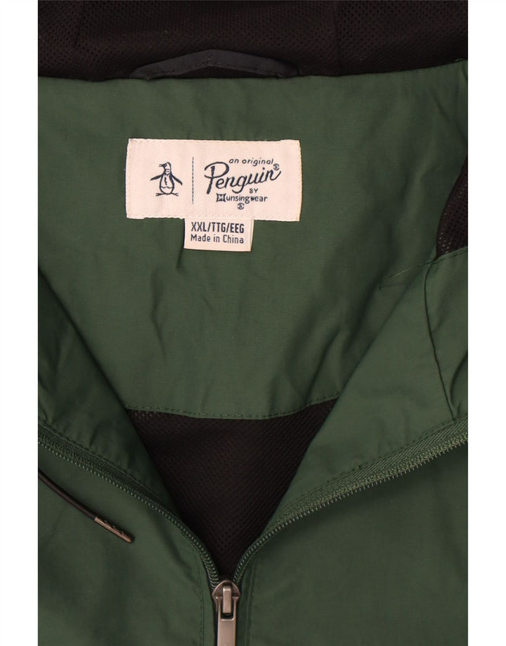 Ανδρικό μπουφάν βροχής με κουκούλα Penguin UK 44 2XL Green Polyamide