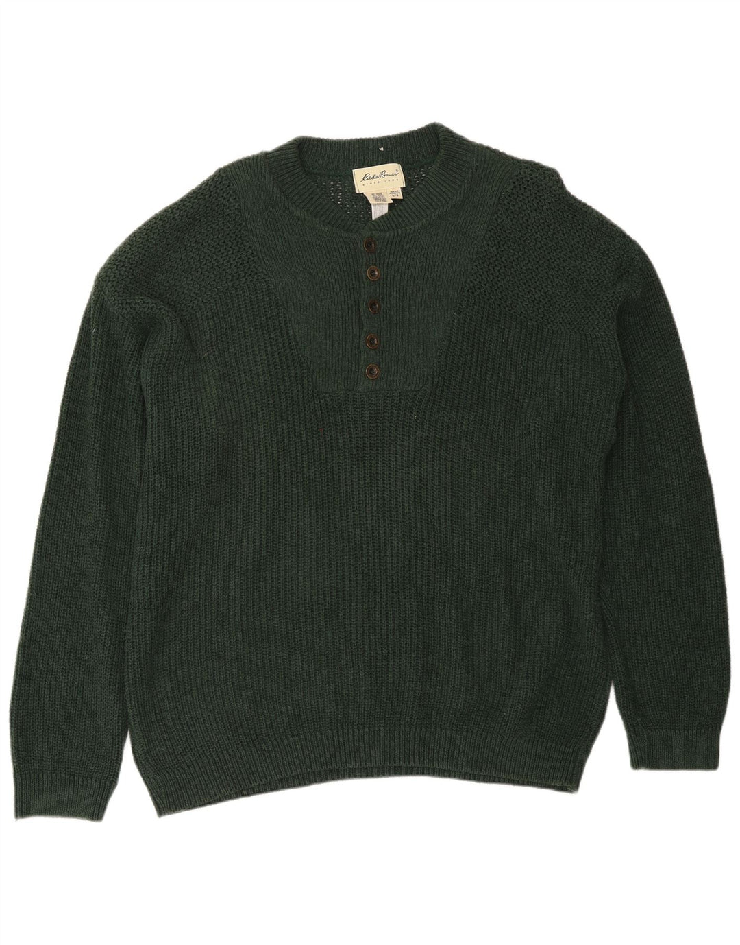Eddie Bauer Ανδρικό πουλόβερ με λαιμό με κουμπιά, μεγάλο πράσινο βαμβακερό