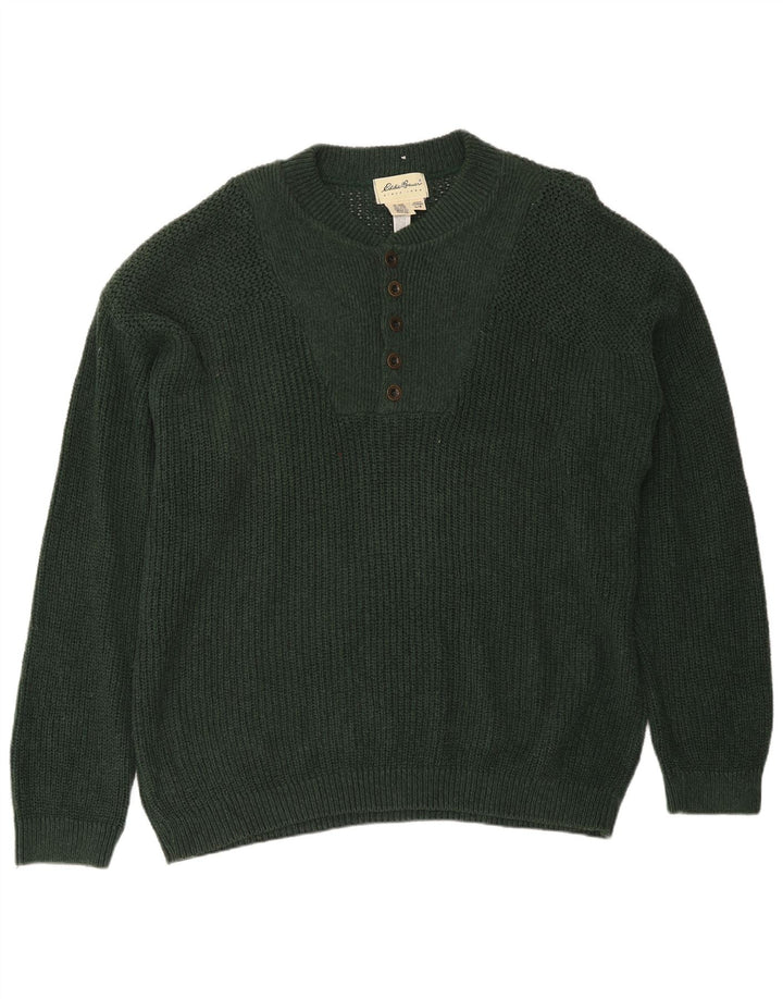 Eddie Bauer Ανδρικό πουλόβερ με λαιμό με κουμπιά, μεγάλο πράσινο βαμβακερό