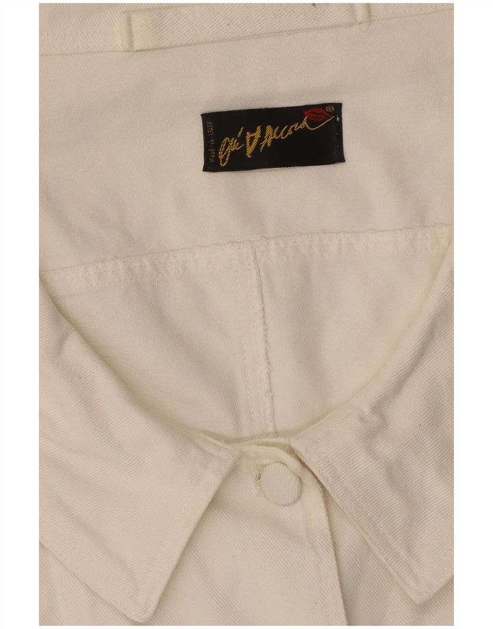 Vintage γυναικείο κοντομάνικο μπλούζα UK 12 Medium White