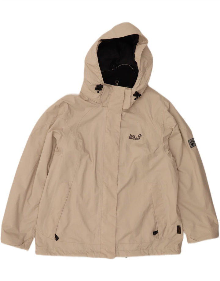 JACK WOLFSKIN Γυναικείο μπουφάν βροχής με κουκούλα UK 18/20 XL μπεζ πολυεστέρας
