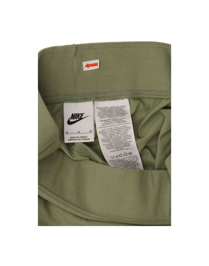 NIKE Womens Graphic Leggings UK 12 Medium  Green Cotton