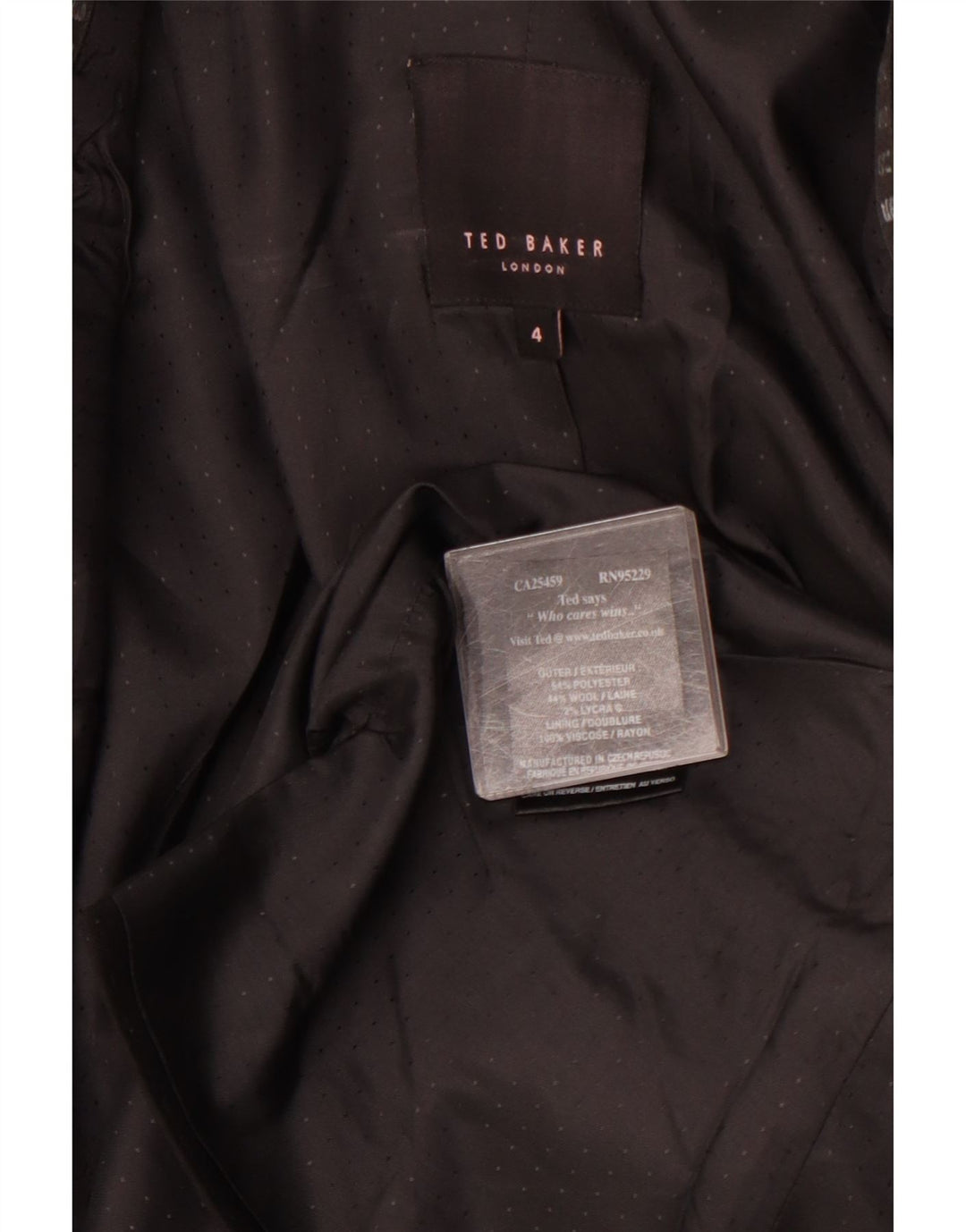 TED BAKER Γυναικείο σακάκι σακάκι με 1 κουμπί, Μέγεθος 4 Μεγάλο μαύρο στίγματα