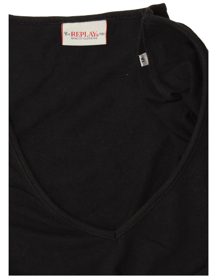 Γυναικείο γραφικό μπλουζάκι REPLAY Top UK 18 XL Μαύρο