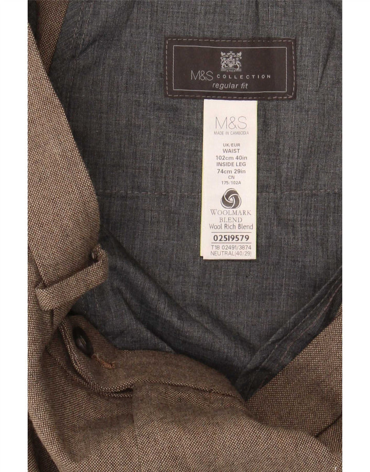 Ανδρικό παντελόνι με κανονική εφαρμογή Marks & Spencer W40 L29 Beige Polyester