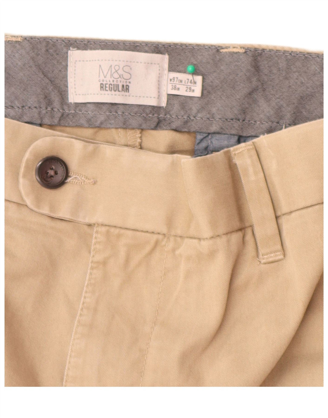 Ανδρικό παντελόνι με κανονική εφαρμογή Marks & Spencer W38 L29 Μπεζ βαμβακερό