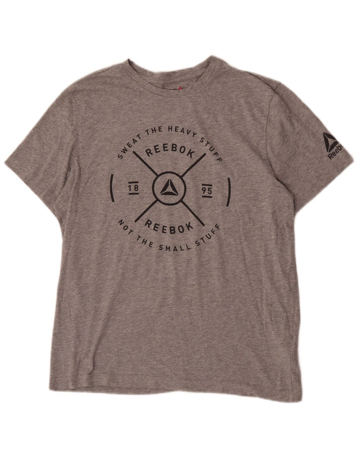 Ανδρικό γραφικό T-Shirt Reebok Top μεγάλο γκρι βαμβακερό