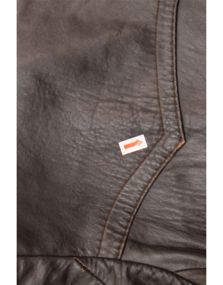 VINTAGE Ανδρικό Δερμάτινο Παλτό IT 50 Μεγάλο Καφέ Δερμάτινο