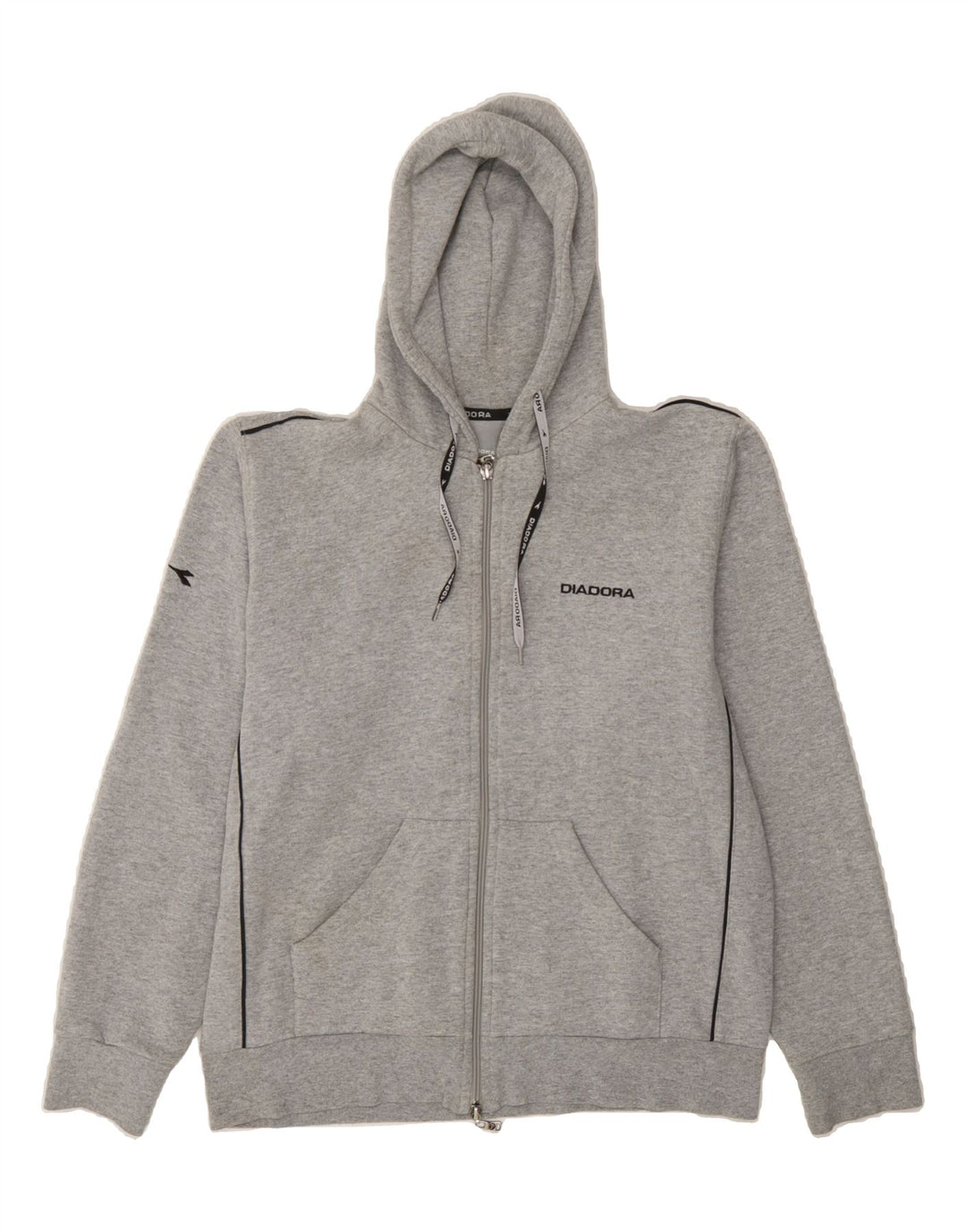 DIADORA Womens Zip Hoodie Sweater Medium Grey Cotton Vintage Diadora and Second-Hand Diadora from Messina Hembry 