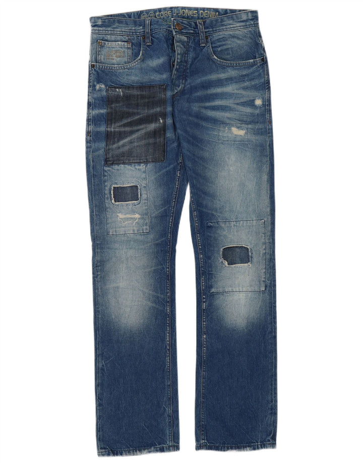 Ανδρικό Jack & Jones Distressed Straight Jeans W32 L34 Blue Patchwork Βαμβακερό