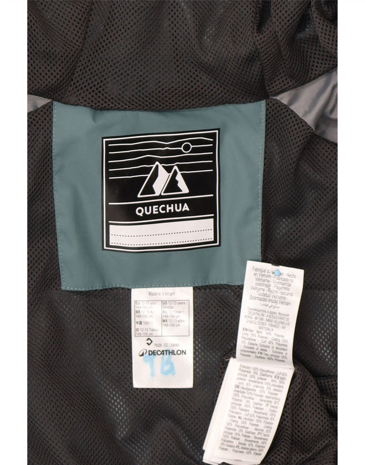 DECATHLON Μπουφάν βροχής με κουκούλα κουτσούα για αγόρια 12-13 ετών πράσινο πολυεστέρα