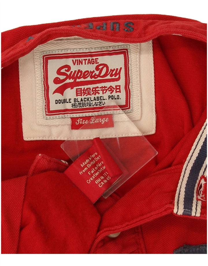 Ανδρικό γραφικό πόλο μπλουζάκι Superdry, μεγάλο κόκκινο βαμβακερό