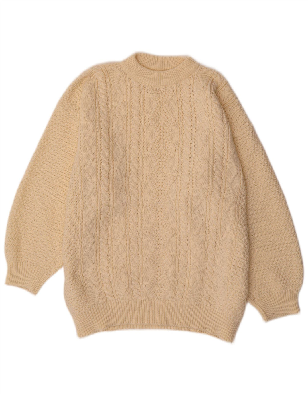 VINTAGE Γυναικείο πουλόβερ με λαιμόκοψη UK 20 2XL Off White Πολυακρυλικό