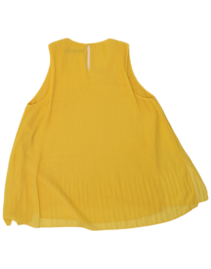 Zara Γυναικεία Αμάνικη Μπλούζα Τοπ UK 16 Large Yellow Polyester
