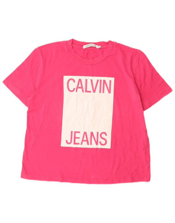 Γυναικείο γραφικό μπλουζάκι CALVIN KLEIN JEANS Top UK 18 XL Ροζ βαμβακερό