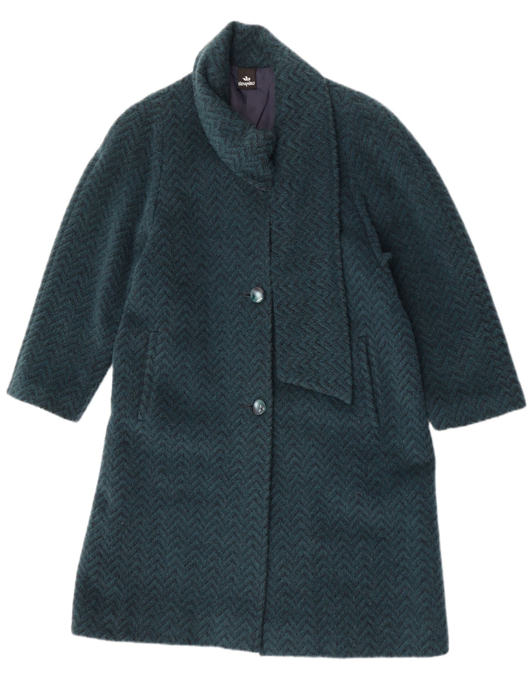 ELENA MIRO Γυναικείο Πανωφόρι UK 18 XL Blue Chevron Wool