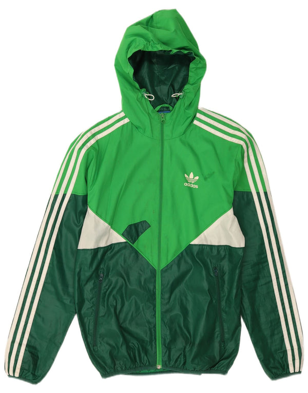 Adidas Ανδρικό μπουφάν βροχής με κουκούλα UK 34 XS Green Colourblock Polyester
