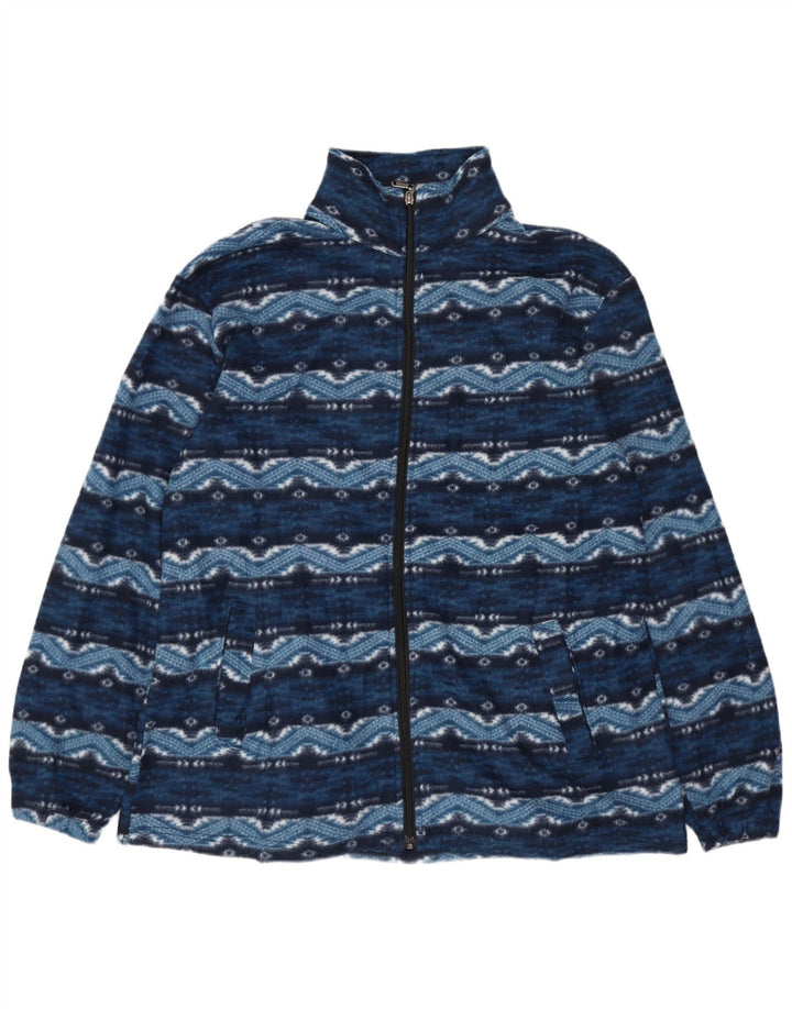 VINTAGE Ανδρικό Fleece Jacket UK 38 Medium Blue Fair Isle Cotton