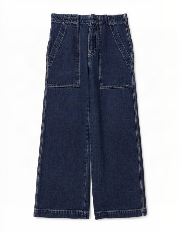 Topshop Γυναικείο ψηλό τζιν Crop φαρδύ πόδι W25 L23 Blue Polyester