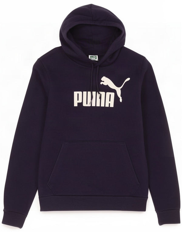 Puma Womens Graphic Hoodie Jumper UK 10 Small Navy Blue Cotton