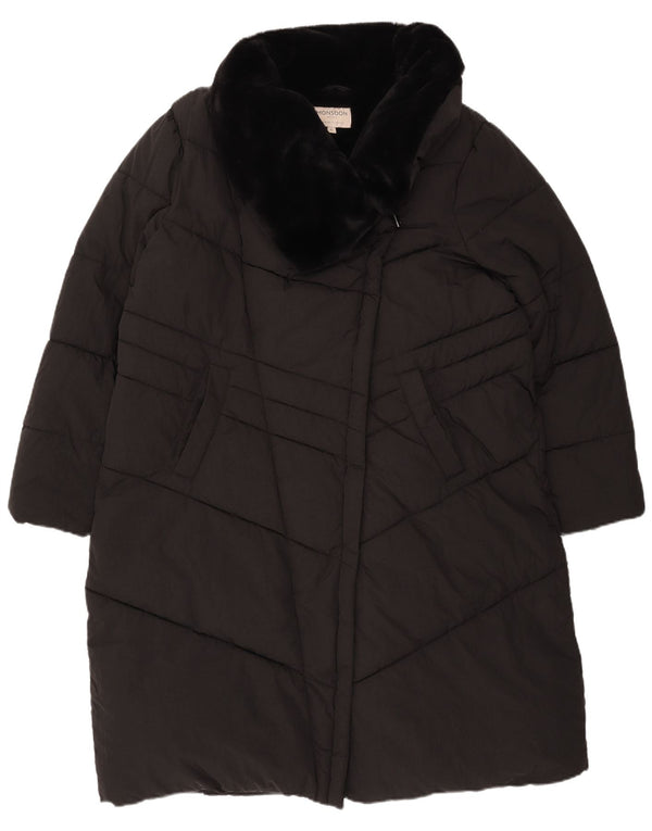 MONSOON Γυναικείο παλτό με επένδυση UK 18 XL μαύρο νάιλον
