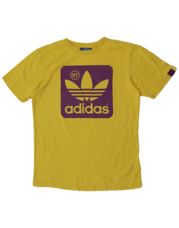 Ανδρικό γραφικό T-Shirt Adidas Top από μεσαίο κίτρινο βαμβάκι