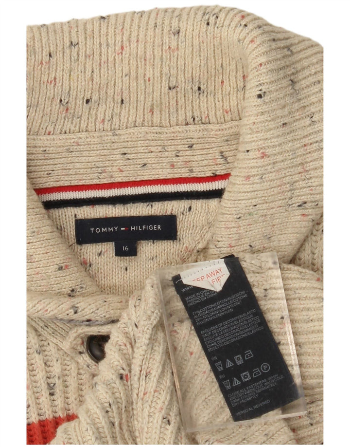 TOMMY HILFIGER αγορίστικο πουλόβερ ζακέτα 15-16 ετών Μπεζ χρώματος βαμβακερό