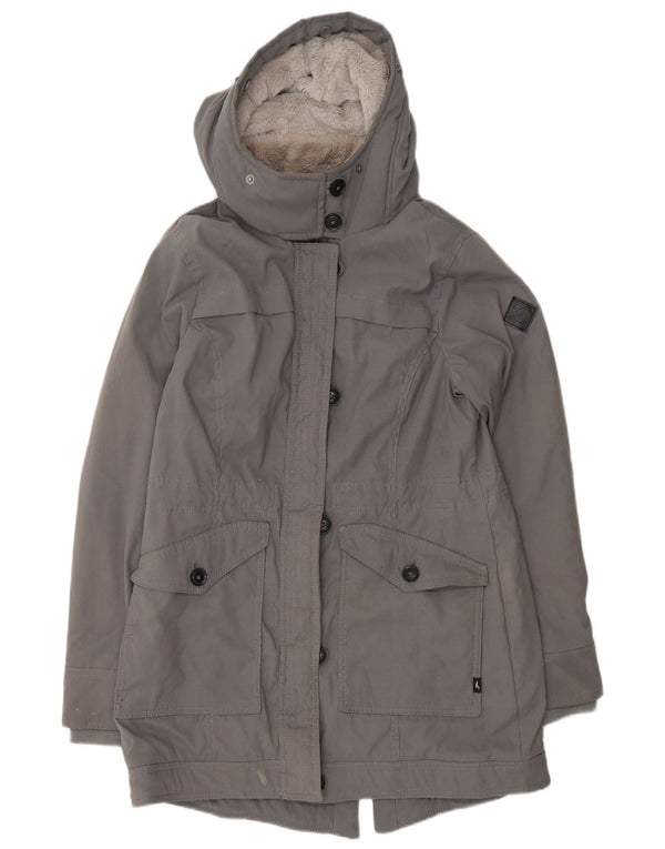 Hollister Γυναικείο μπουφάν Sherpa Parka με κουκούλα UK 14 Medium Grey Polyester
