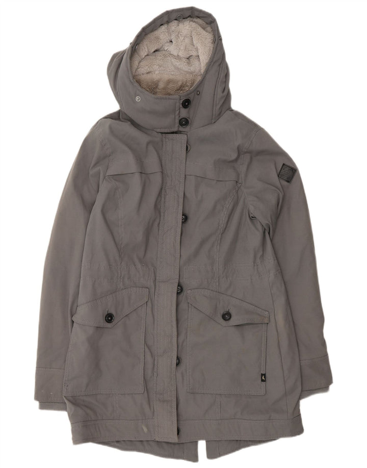 Hollister Γυναικείο μπουφάν Sherpa Parka με κουκούλα UK 14 Medium Grey Polyester