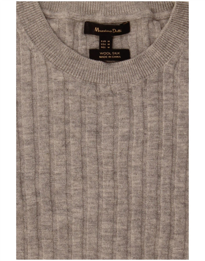 Massimo Dutti Γυναικείο πουλόβερ με λαιμόκοψη UK 12 μεσαίο γκρι μαλλί