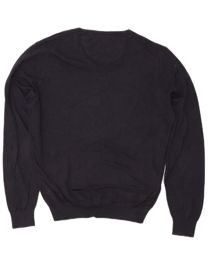 MASSIMO DUTTI Γυναικείο πουλόβερ μεγάλου μεγέθους V-λαιμόκοψη UK 10 Small Navy Blue