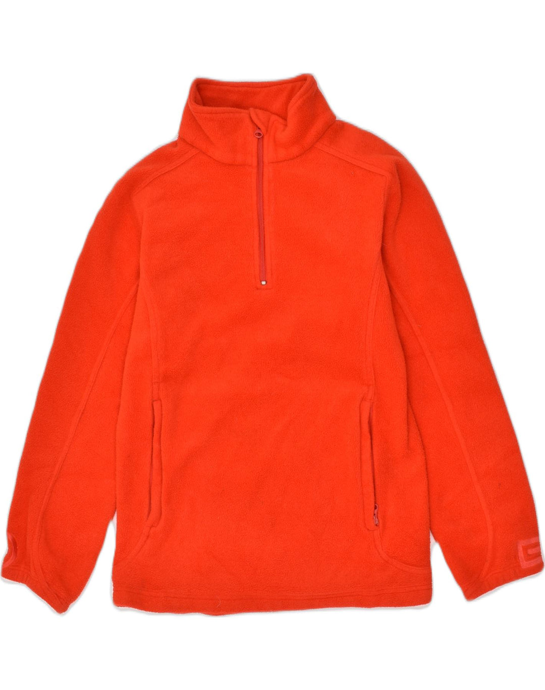 VINTAGE Womens Graphic Zip Neck Fleece Jumper UK 14 Medium Red | Vintage Vintage | Thrift | Second-Hand Vintage | Used Clothing | Messina Hembry 