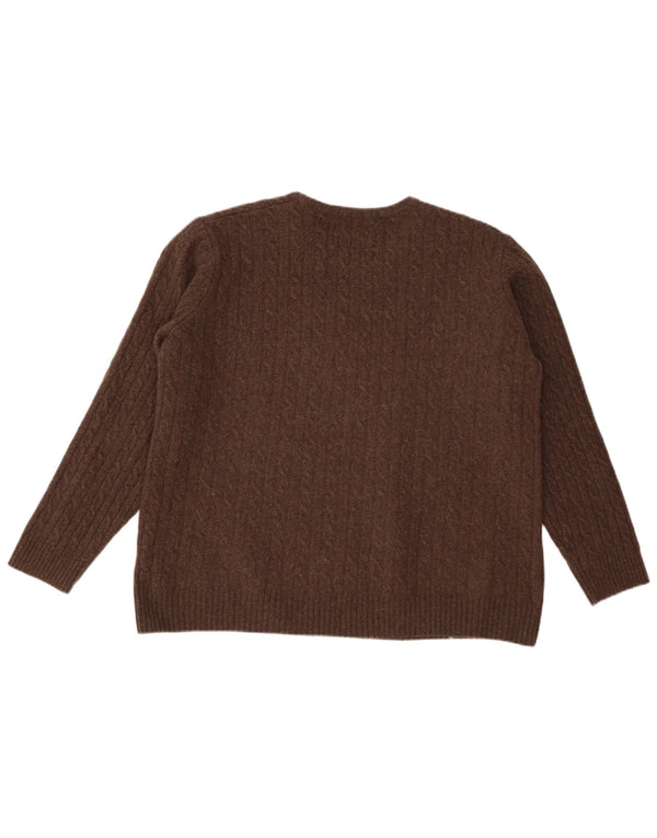 White Stuff Γυναικείο πουλόβερ με λαιμόκοψη UK 16 Large Brown Lambswool