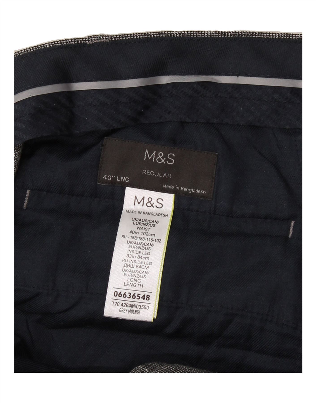 MARKS & SPENCER Mens Straight Suit Trousers W40 L33 Grey Polyester Vintage Marks & Spencer and Second-Hand Marks & Spencer from Messina Hembry 