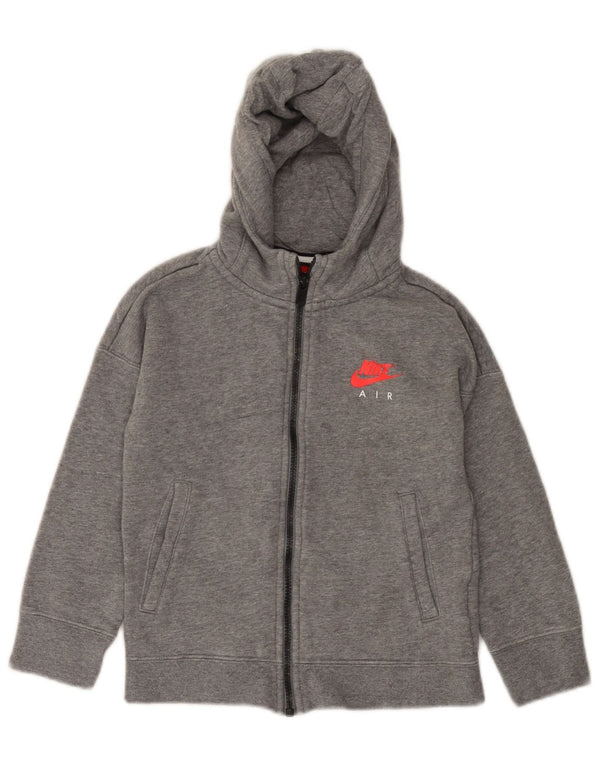 NIKE Girls Air Zip Hoodie πουλόβερ 6-7 ετών XS Γκρι βαμβακερό