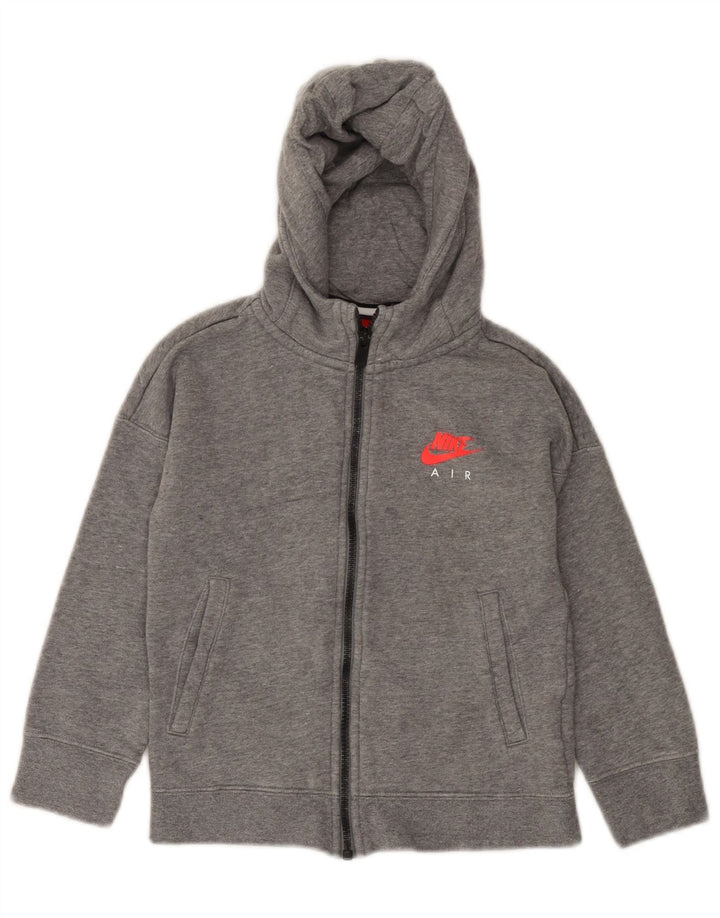 NIKE Girls Air Zip Hoodie πουλόβερ 6-7 ετών XS Γκρι βαμβακερό