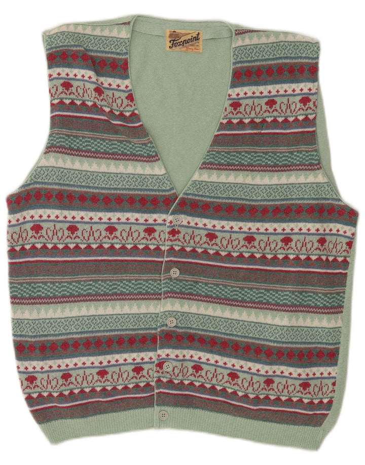 Vintage Ανδρικό Αμάνικο Ζακέτα Μεσαίο Πολύχρωμο Fair Isle
