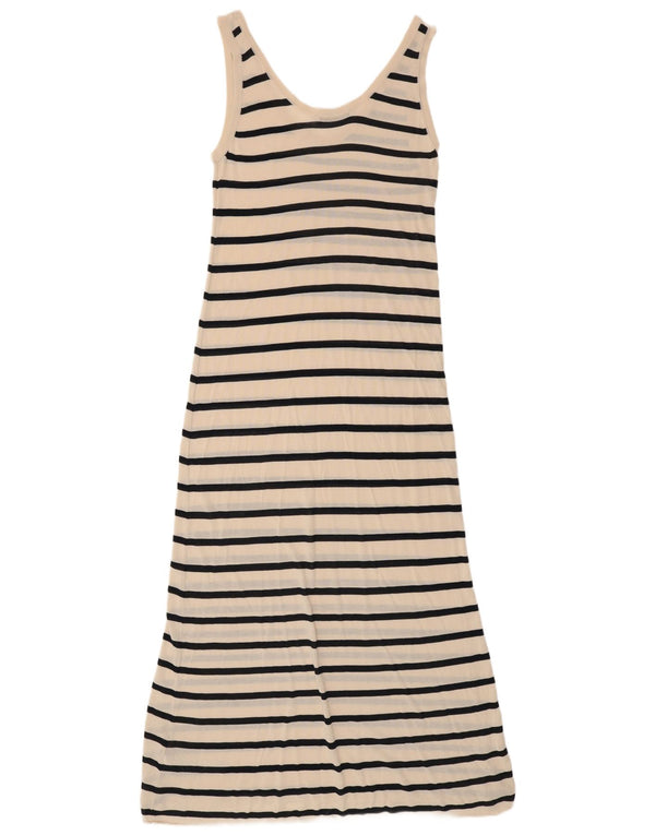 Zara Γυναικείο Sundress UK 10 Small Off White ριγέ βαμβακερό