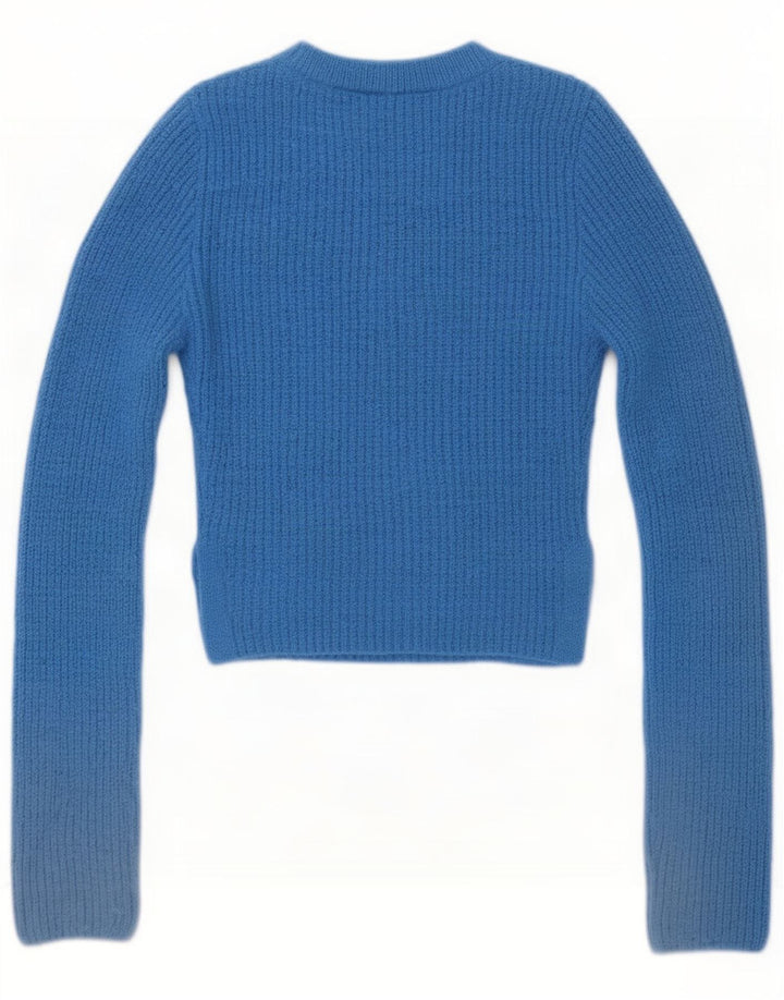 Zara Γυναικείο πουλόβερ με λαιμόκοψη Crop Crop UK 14 Medium Blue Polyester