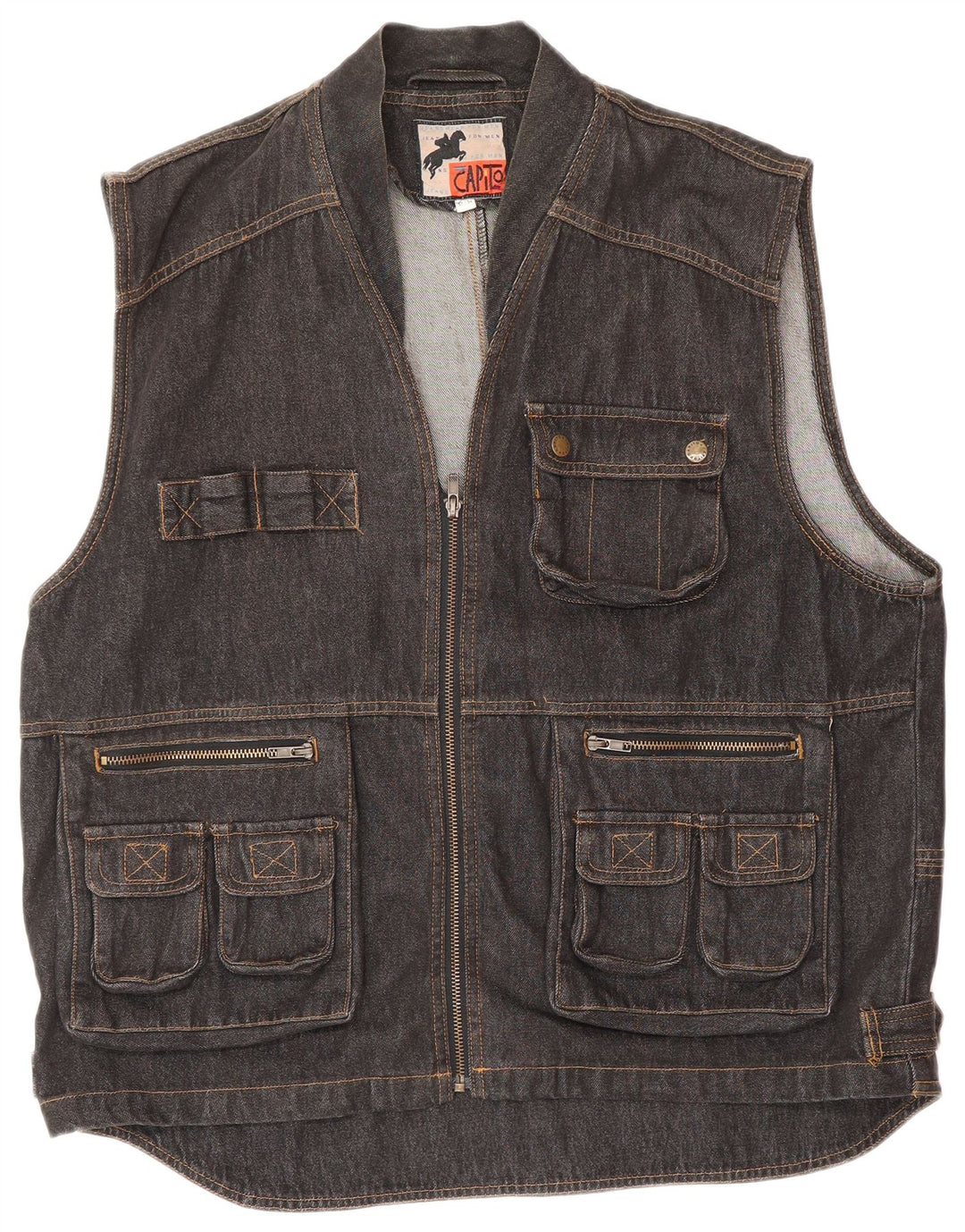 VINTAGE Ανδρικό Τζιν Gilet IT 52 XL Γκρι Βαμβακερό