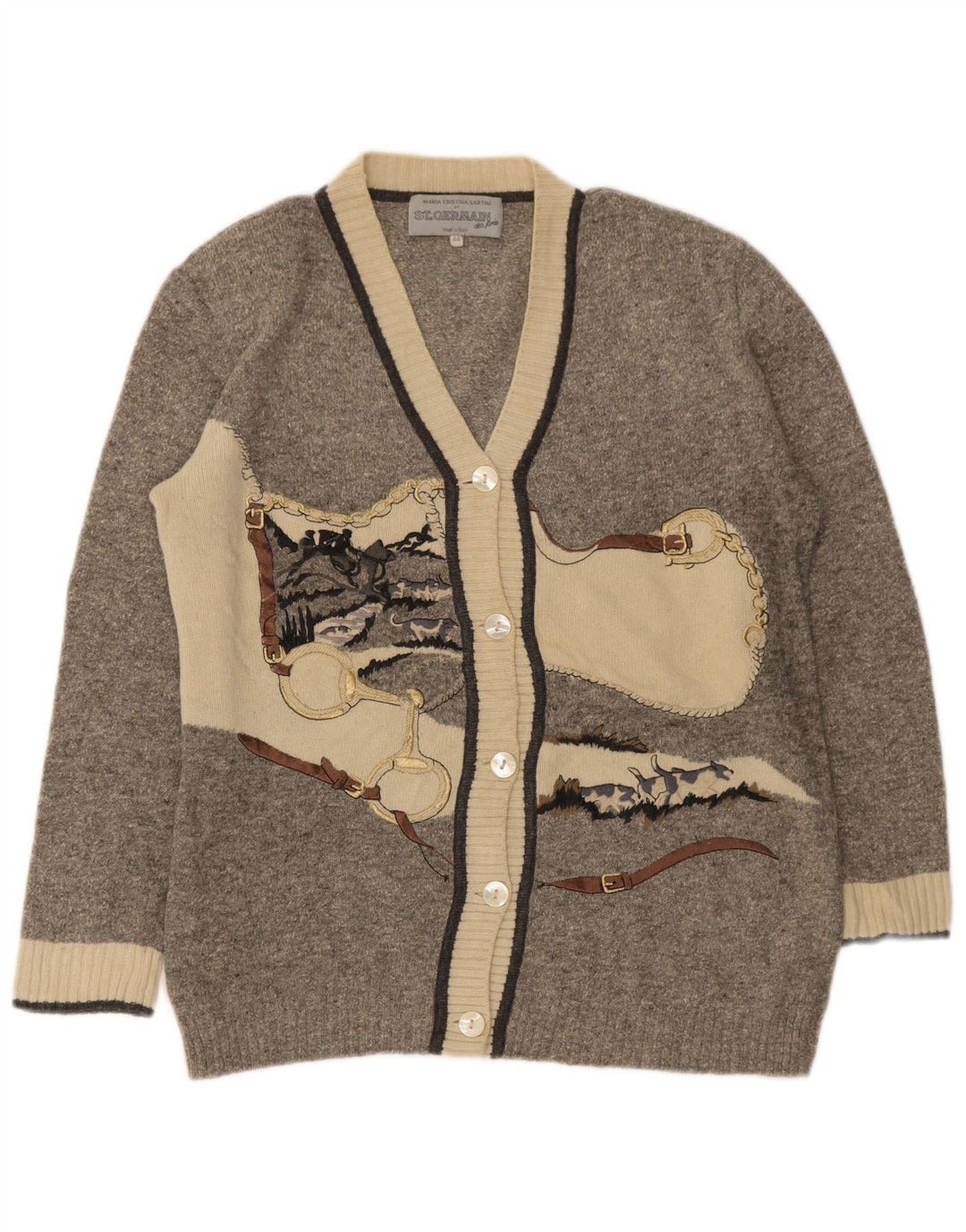Γυναικείο πουλόβερ γραφικών ζακέτα St. Germain IT 44 Medium Grey Colourblock