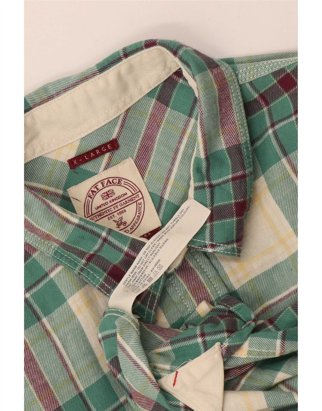 Ανδρικό φανελένιο πουκάμισο Fat Face XL Green Check Cotton