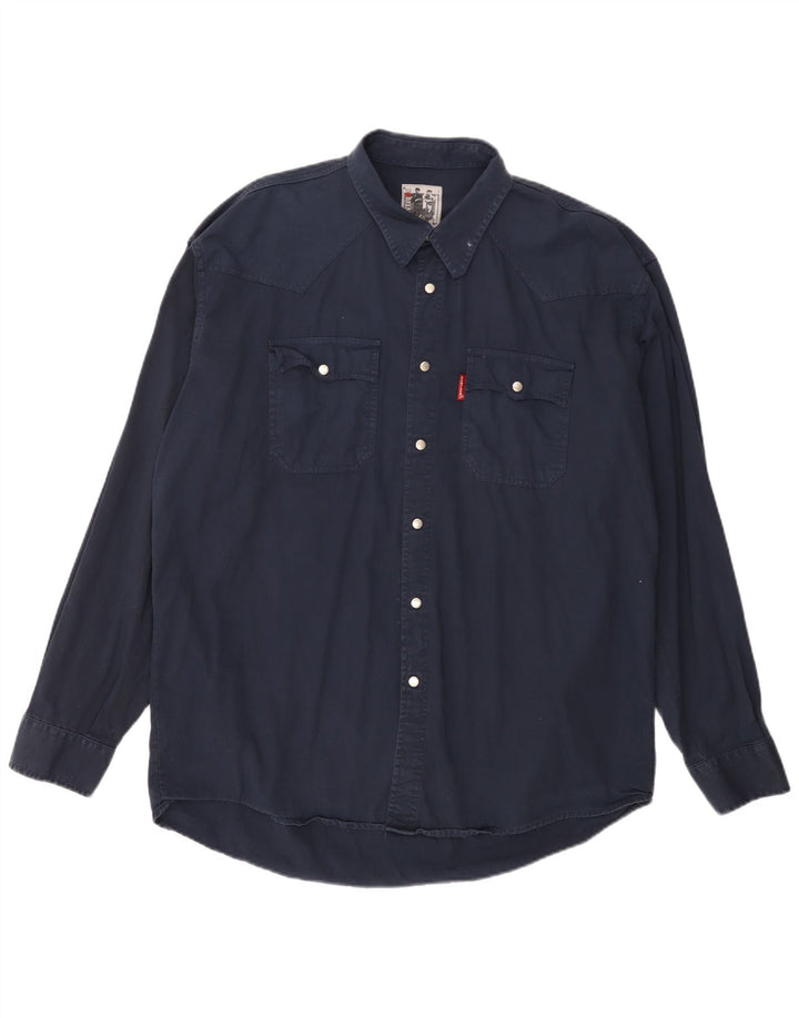 Kantaros Ανδρικό πουκάμισο 2XL Navy Blue Cotton